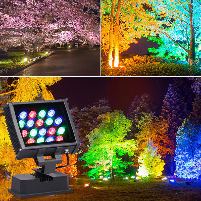 Outdoor Lighting Rgb Flood Light Refletor Led Wall Spotlights Colorful Garden Lawn Tree Lights Waterproof Lamps Gazebo Aluminum