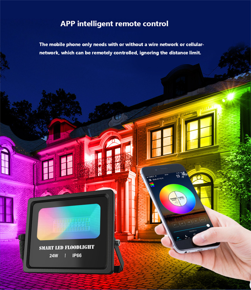 Flood Light RGB WiFi Intelligent Floodlight Outdoor Lighting Led Street Light Villa Courtyard Light Led for Floodlight Garden