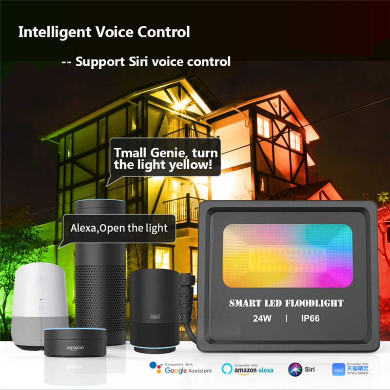 Flood Light RGB WiFi Intelligent Floodlight Outdoor Lighting Led Street Light Villa Courtyard Light Led for Floodlight Garden