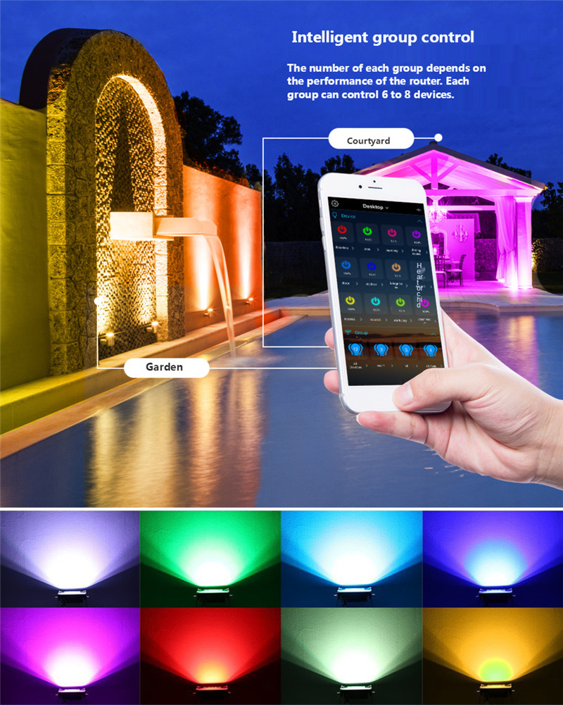 Flood Light RGB WiFi Intelligent Floodlight Outdoor Lighting Led Street Light Villa Courtyard Light Led for Floodlight Garden