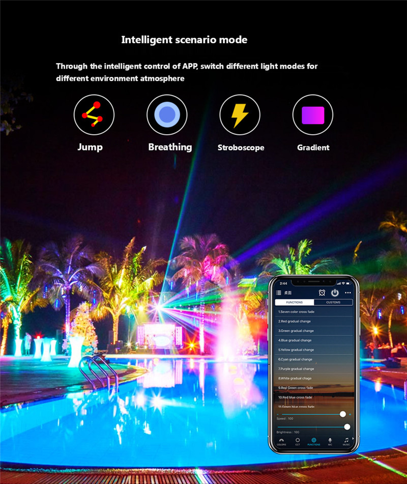 Flood Light RGB WiFi Intelligent Floodlight Outdoor Lighting Led Street Light Villa Courtyard Light Led for Floodlight Garden
