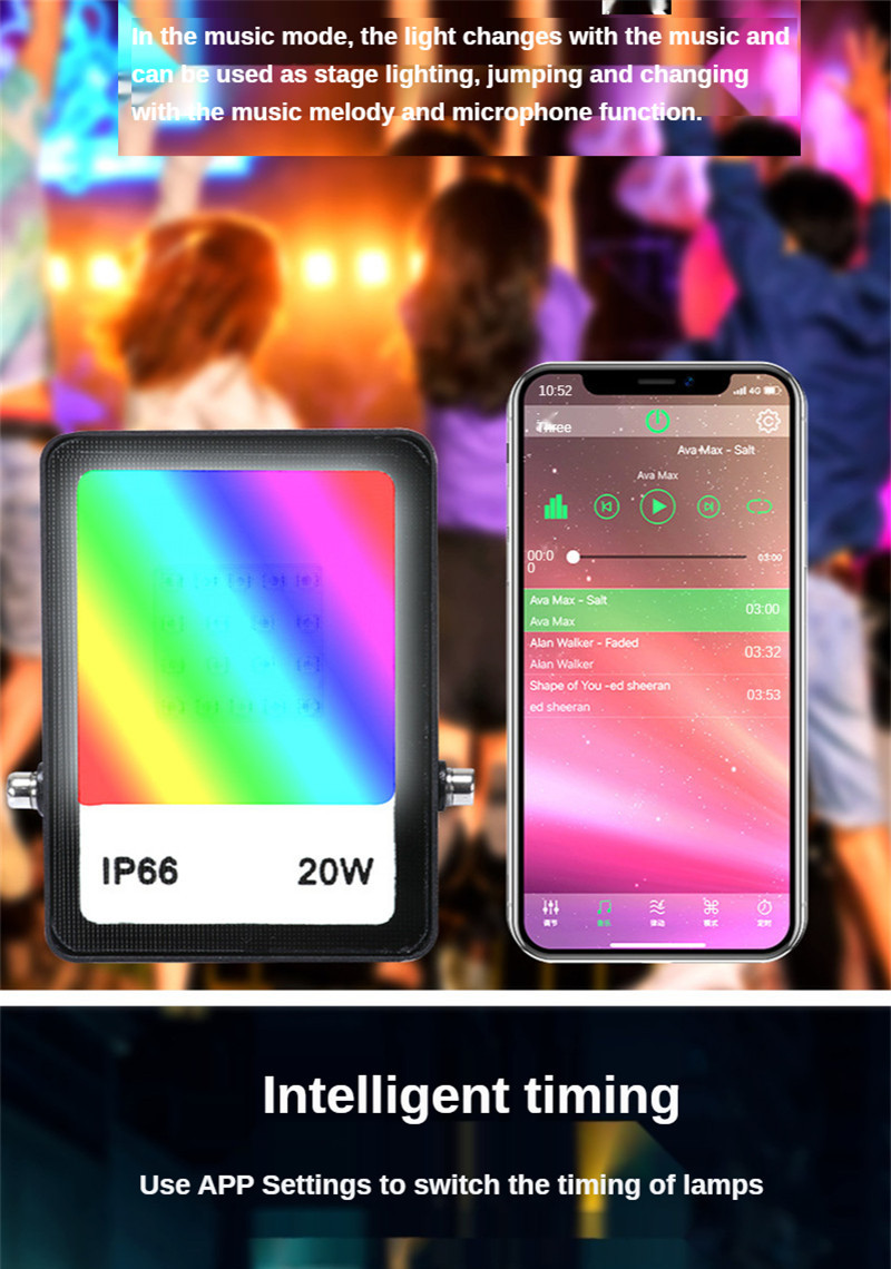20W 40W 60W Lamps Street Light Led Outdoor Backyard Bright Light LED Bluetooth APP Smart Colorful Timing Dimming Toning Lamp