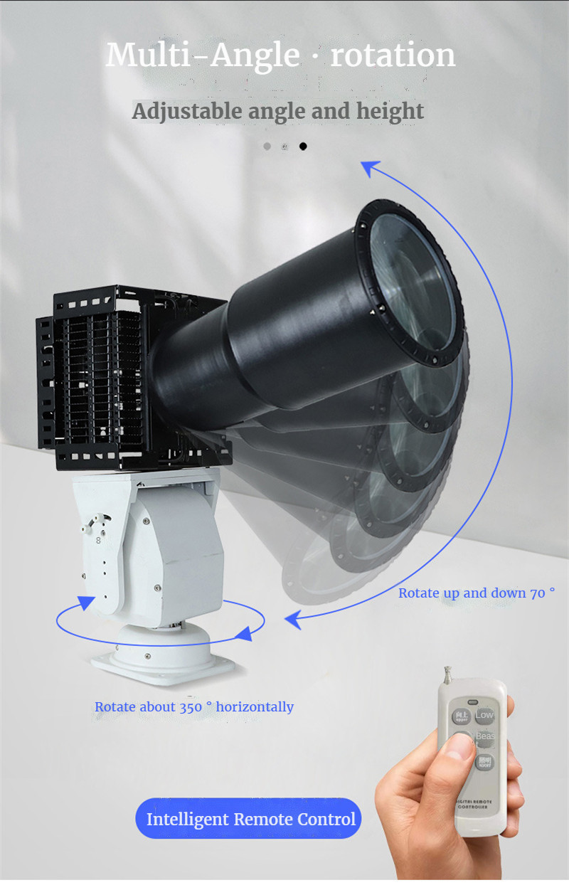 PTZ Turntable Lamp Searchlight LED Strong Light Remote Spotlight Outdoor Lighting Waterproof Floodlight Bright Lights Fish Pond