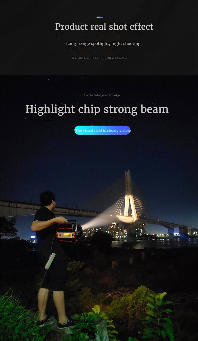 PTZ Turntable Lamp Searchlight LED Strong Light Remote Spotlight Outdoor Lighting Waterproof Floodlight Bright Lights Fish Pond