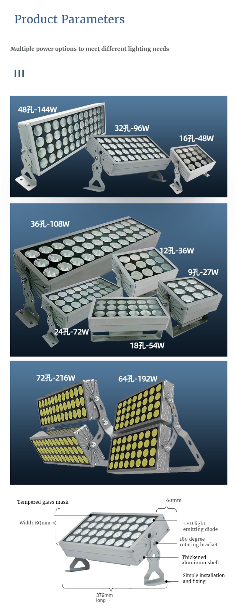 Led Wall Washer Wallwasher Hotel Villa Exterior Wall Landscape LED Lamp Building Lighting Garden Landscape Decoration 192W 216w