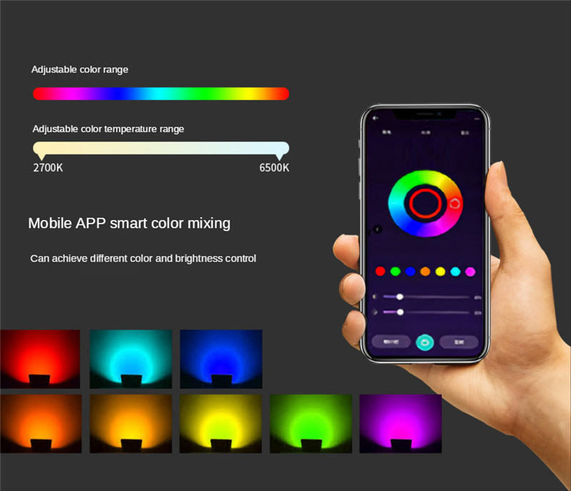 24W Bluetooth Floodlight LED Colorful Mobile Phone Smart Floodlight Dimming Color Tone Voice Remote Control Waterproof Spotlight