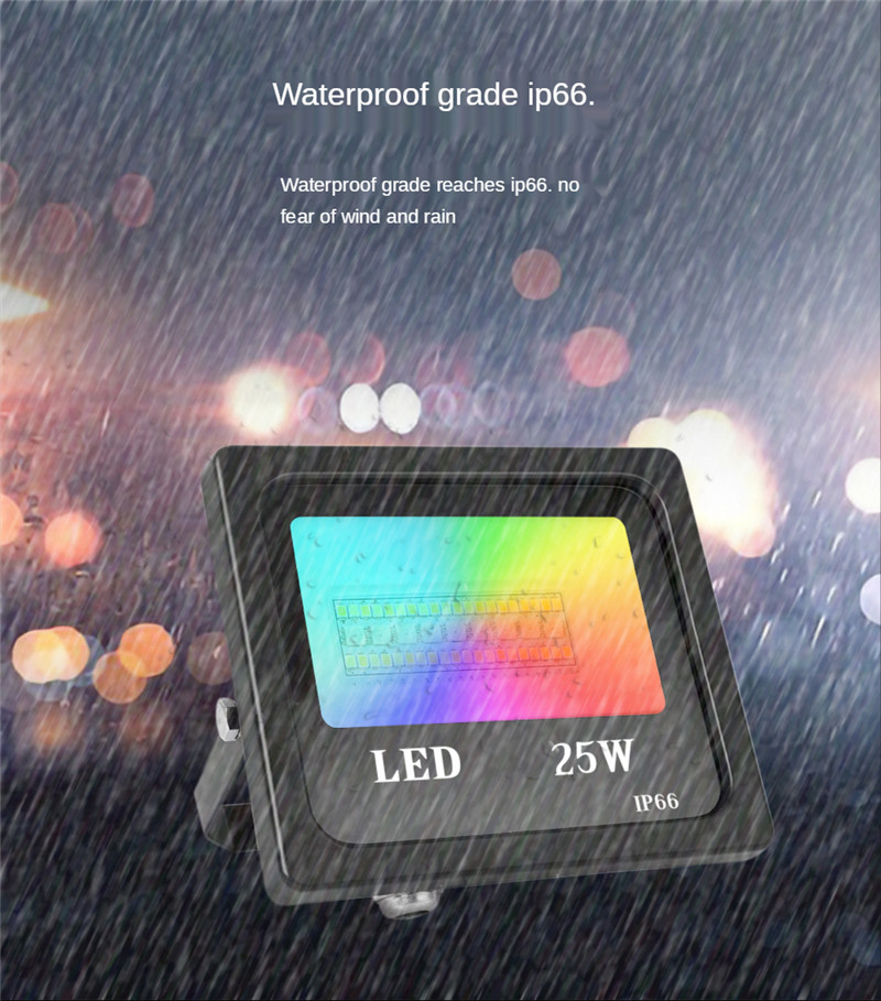 24W Bluetooth Floodlight LED Colorful Mobile Phone Smart Floodlight Dimming Color Tone Voice Remote Control Waterproof Spotlight
