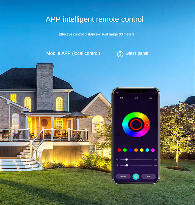 24W Bluetooth Floodlight LED Colorful Mobile Phone Smart Floodlight Dimming Color Tone Voice Remote Control Waterproof Spotlight