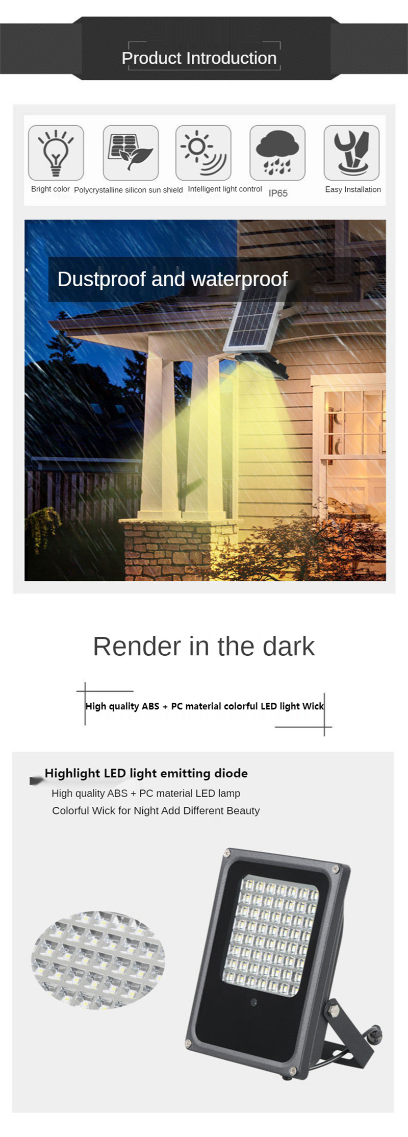Solar Landscape Light Streetlight Courtyard Solar Flood Lights Outdoor Reflector Led Light Projector Garden Lighting 10W 50W