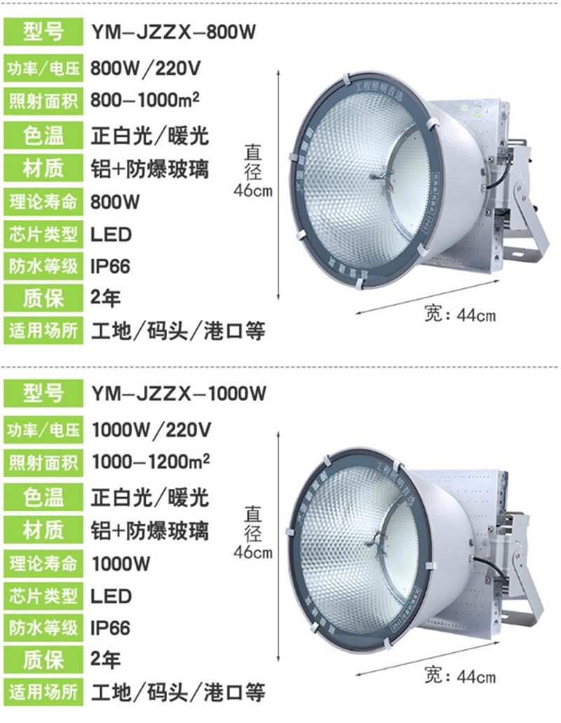 400/600/800/1000/2000/3000W Tower Crane Lamp Stadium Build Site Led Flood Light Outdoor High Bay Lighting Waterproof Ip65 220v