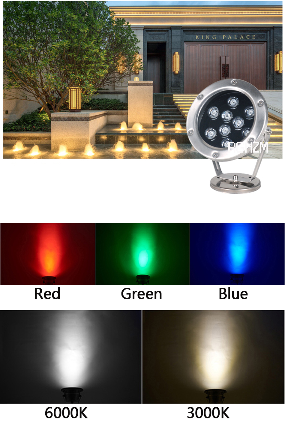 LED Underwater Lights Outdoor Landscape Decorative Spotlight IP68 Rates Fountain Lamp Waterproof Lawn Lamp 12V/24V/220V Optional