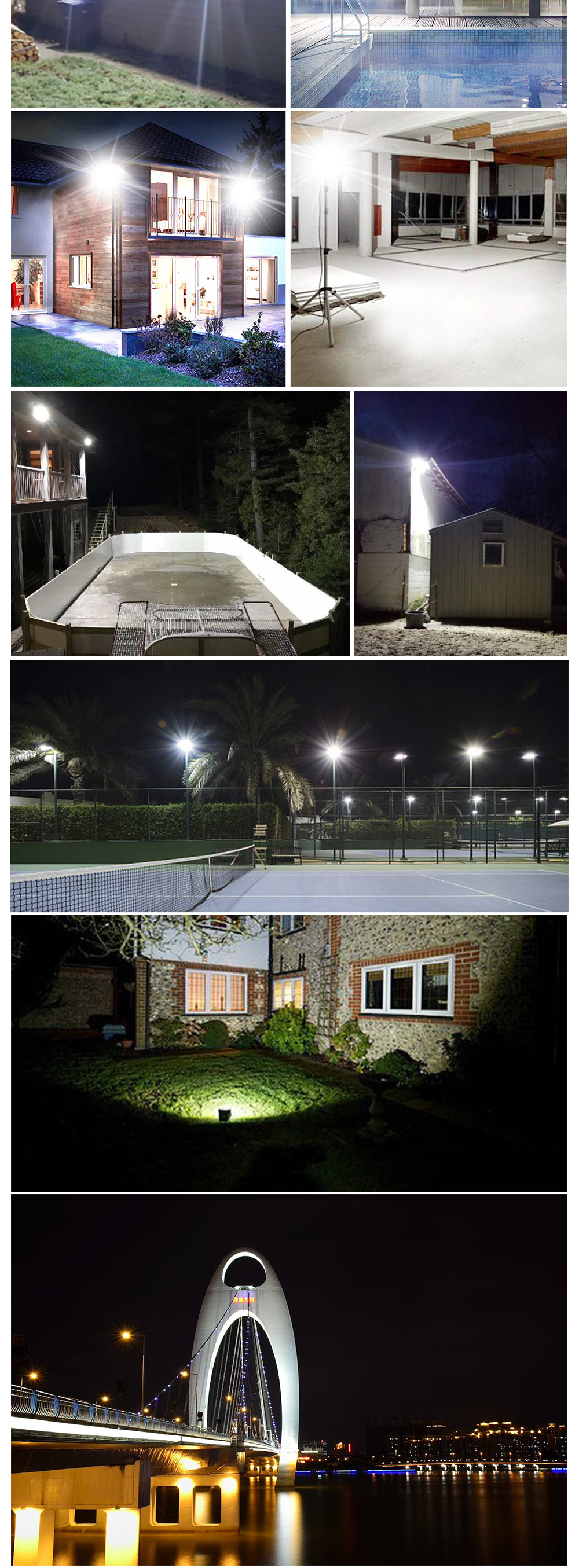 LED Flood Light Outdoor Spot Light 220V IP66 Waterproof Super Bright Security Floodlights Wall Light for Garage Garden Yard