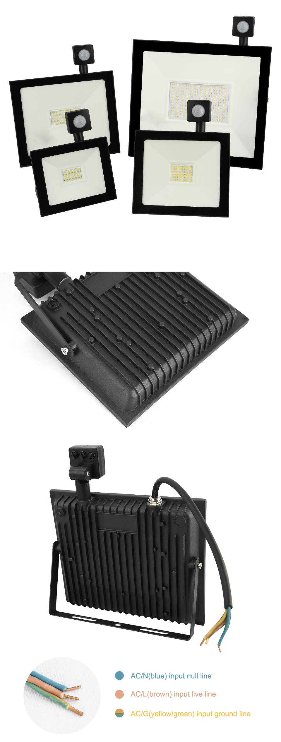LED Motion Sensor Floodlight Waterproof 20W 30W 50W 100W PIR Flood Light Projector Lamp Exterior Outdoor Spotlight lighting