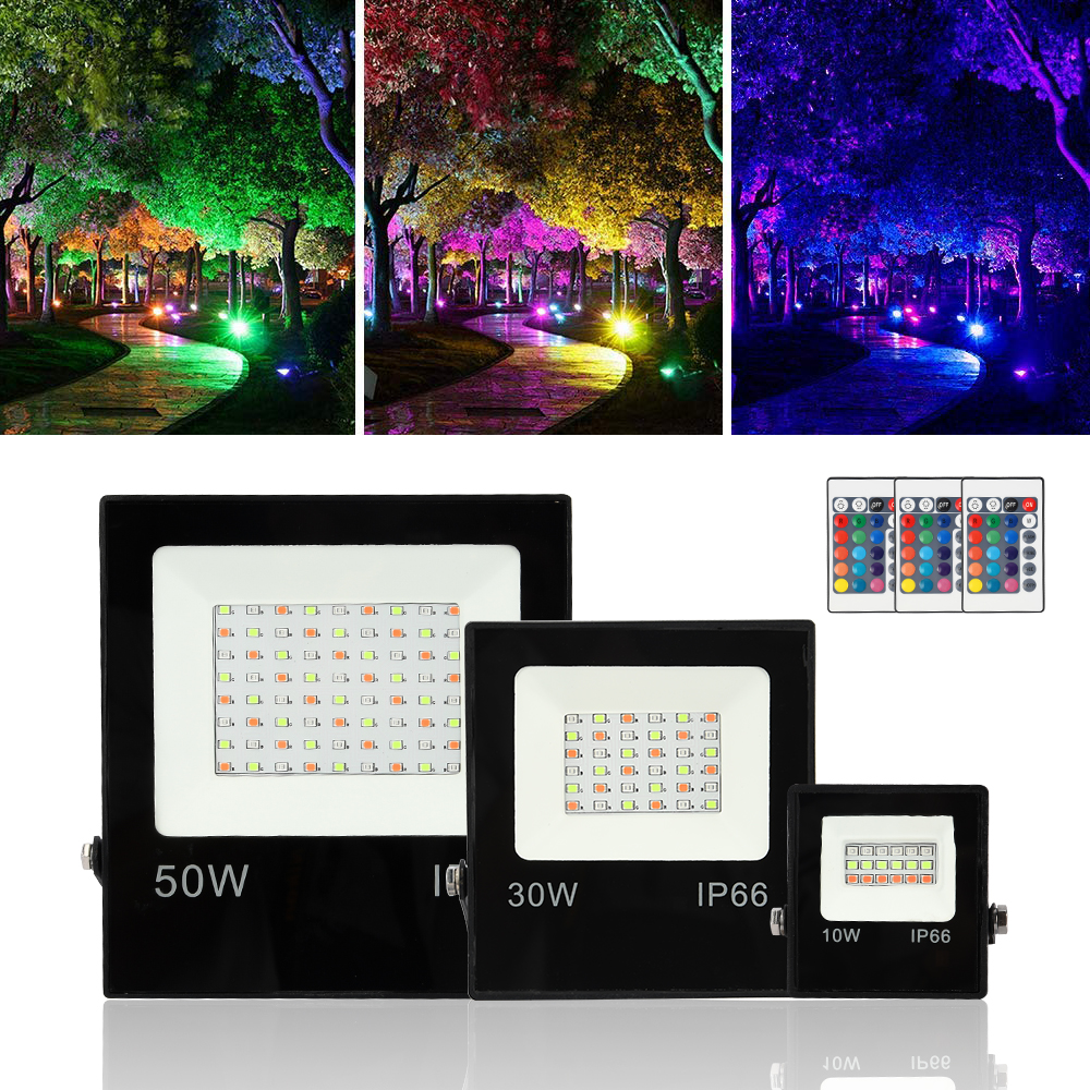RGB LED colorful Flood Light 50W 10w 30W Outdoor Spotlight Led Floodlight Reflector Led plant decorative light Waterproof IP65