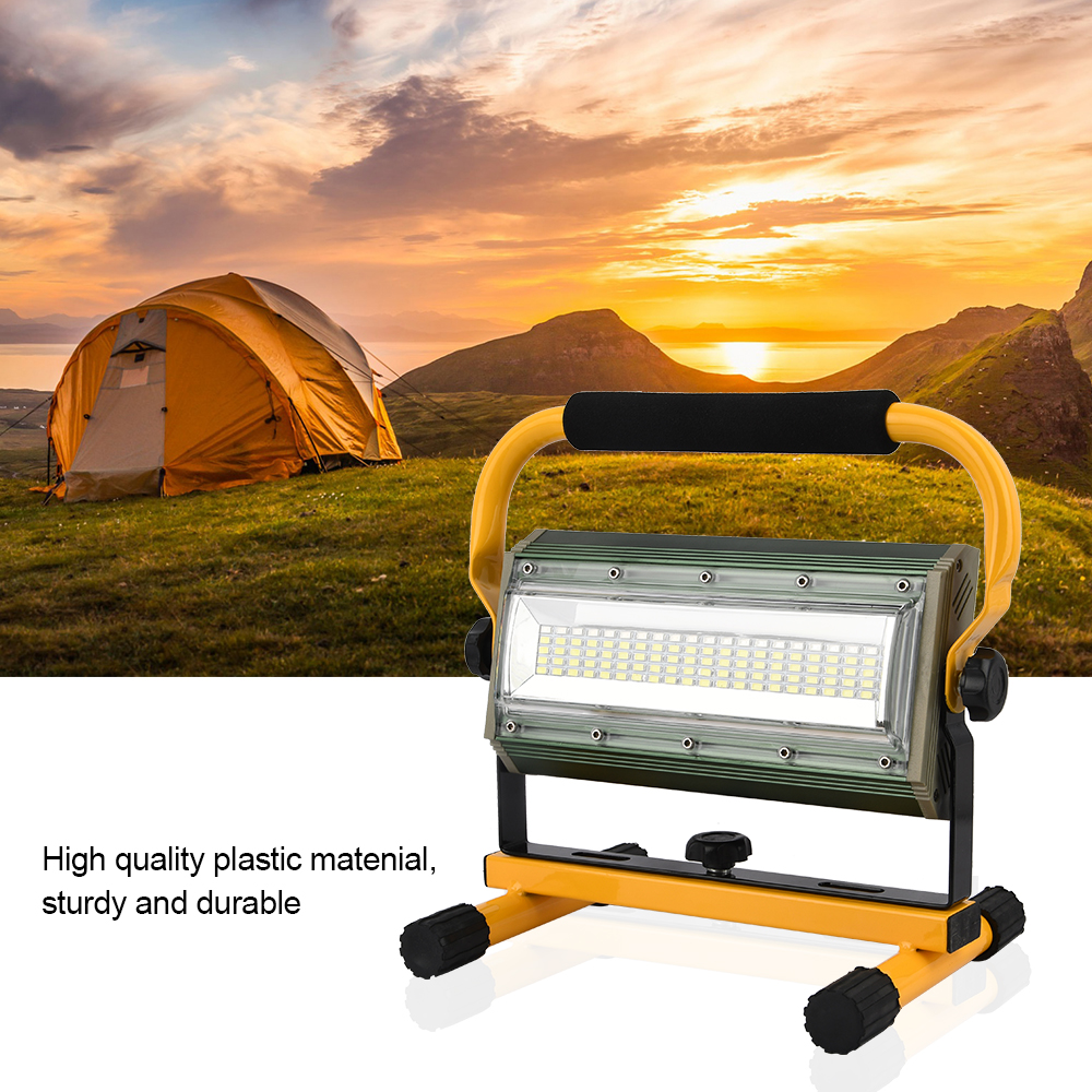 100W Portable Rechargeable Work Flood Light Spot Emergency Outdoor Camping Floodlight IP65 Rechargeable by 6*18650 Battery