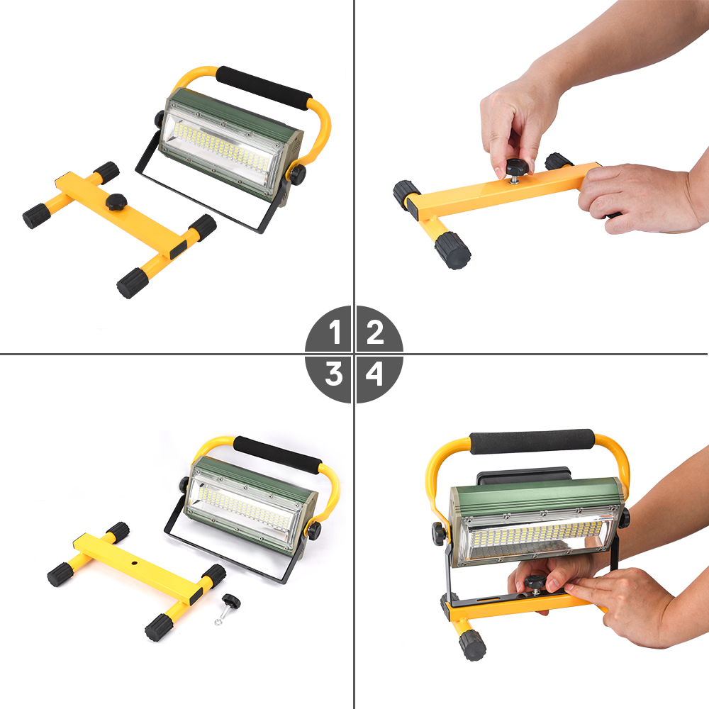 100W Portable Rechargeable Work Flood Light Spot Emergency Outdoor Camping Floodlight IP65 Rechargeable by 6*18650 Battery