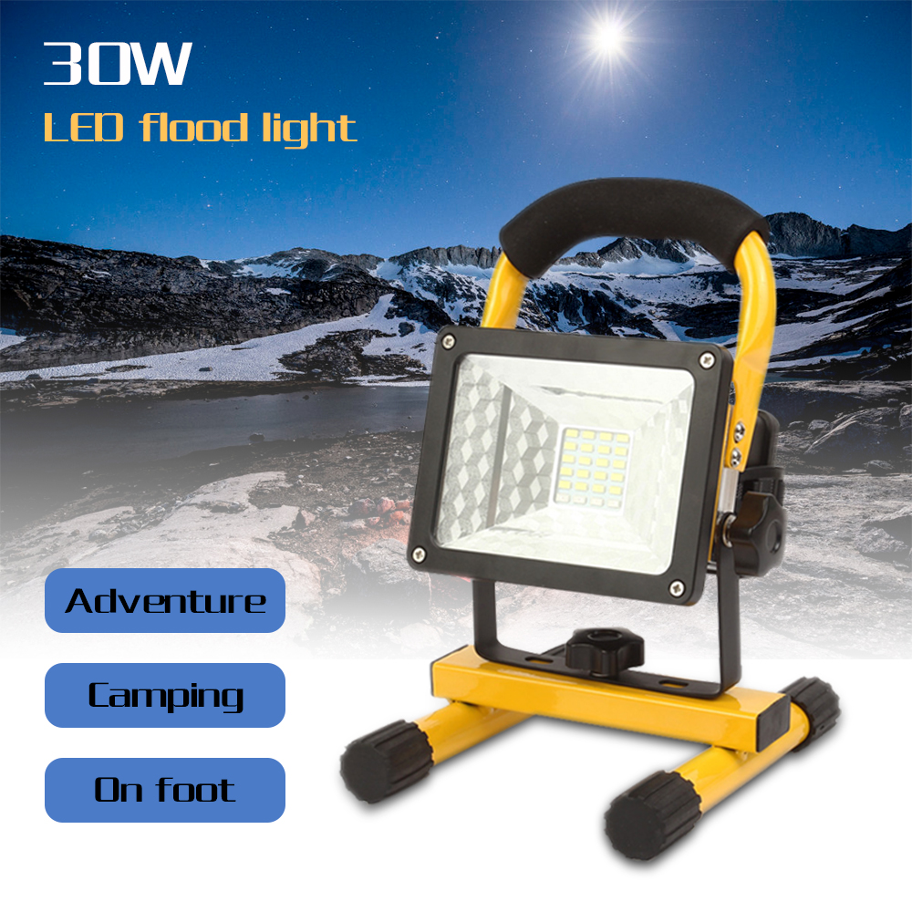Rechargeable Floodlight 30W 24 led Spot light Waterproof Outdoor lights with charger By 18650 Battery construction Spot lamp