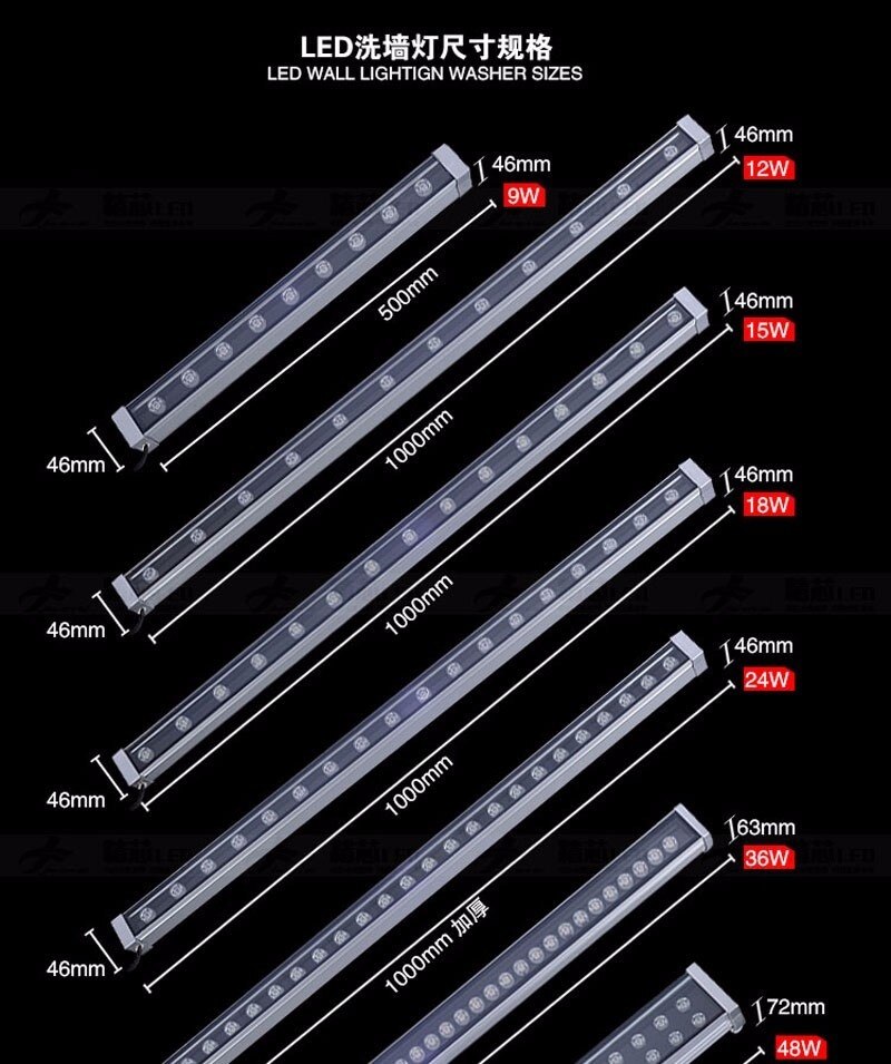 3Pcs/Lot Ac85-265v DMX512 24W 46*46*1000mm DMX512 RGB LED Wall Washer Street Light Garden Outdoor Square Flood LED Spotlight