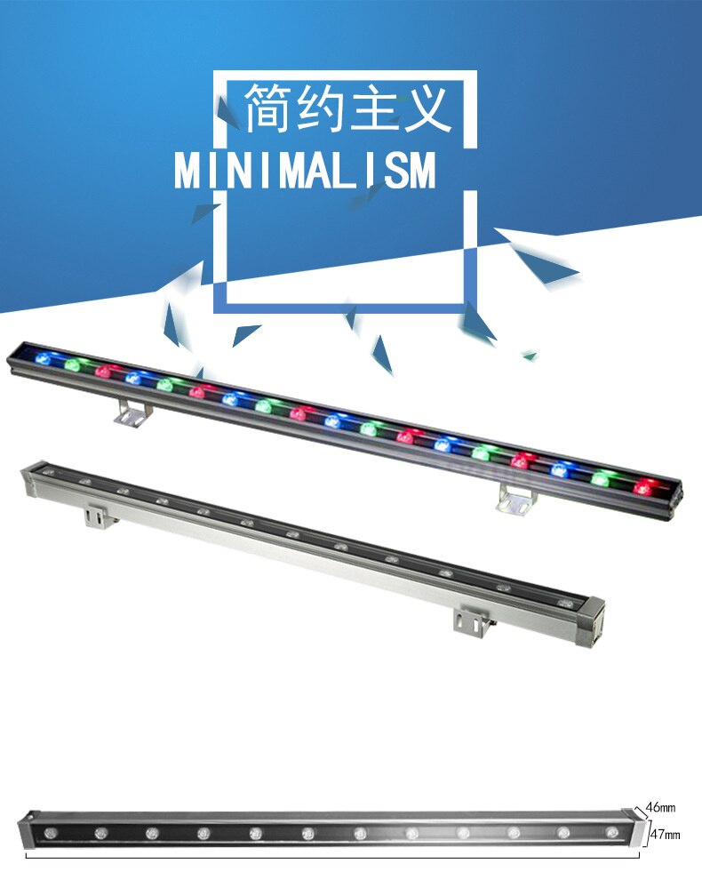 6Pcs/Lot 12W 15W 18W 24W 36W 48W Outdoor LED Wall Washer Landscape Light AC85V-265V Dmx512 RGB Wall Linear Lamp Floodlight