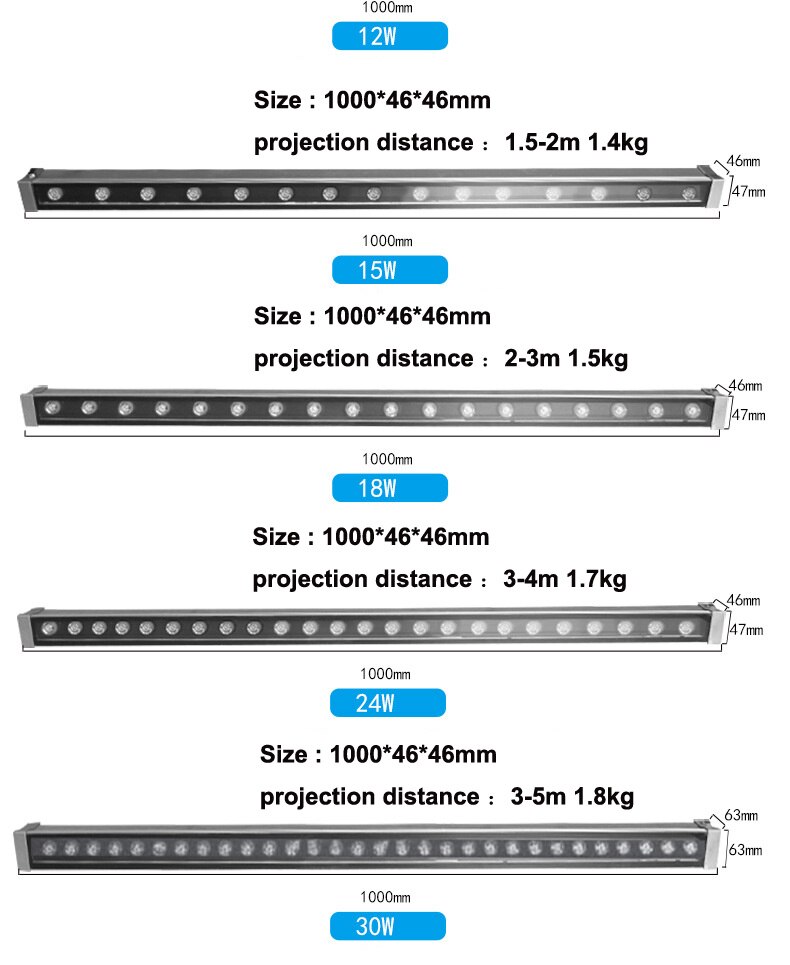 6Pcs/Lot 12W 15W 18W 24W 36W 48W Outdoor LED Wall Washer Landscape Light AC85V-265V Dmx512 RGB Wall Linear Lamp Floodlight