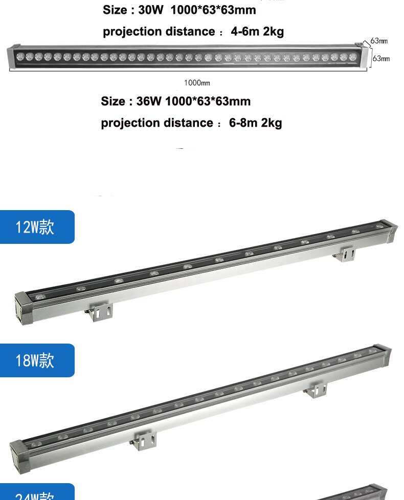 6Pcs/Lot 12W 15W 18W 24W 36W 48W Outdoor LED Wall Washer Landscape Light AC85V-265V Dmx512 RGB Wall Linear Lamp Floodlight