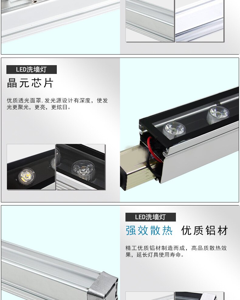 6Pcs/Lot 12W 15W 18W 24W 36W 48W Outdoor LED Wall Washer Landscape Light AC85V-265V Dmx512 RGB Wall Linear Lamp Floodlight