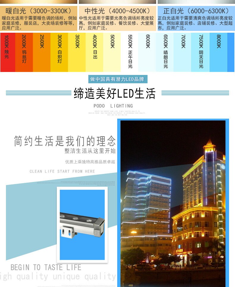 6Pcs/Lot 12W 15W 18W 24W 36W 48W Outdoor LED Wall Washer Landscape Light AC85V-265V Dmx512 RGB Wall Linear Lamp Floodlight