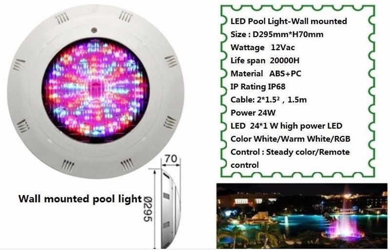 Wall Mounted 54W Pool Lamp 12v Pool Wall Mounted Swimming Pool Lamp Surface Underwater Lighting For Pond Fountain Decoration
