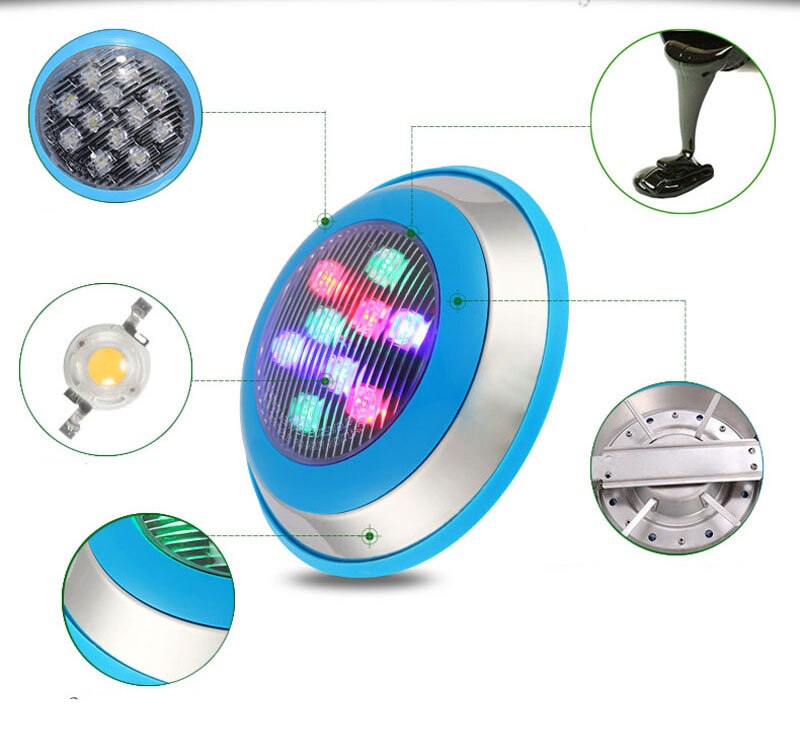 6PCS 6w 12w 15W 18w 24w 36W Swimming Pool Light IP68 AC 12V 24V RGB Led Underwater Outdoor Lighting Pond Lamps Piscine