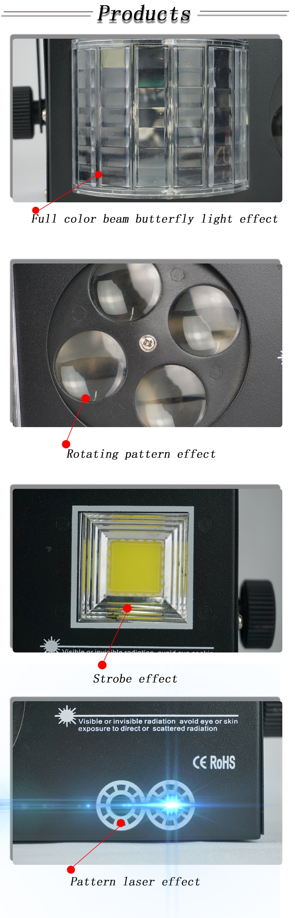 2 pcs strobe+beam+Laser+Laser 4in1 effect light family gathering KTV leisure 4in1 party dj light
