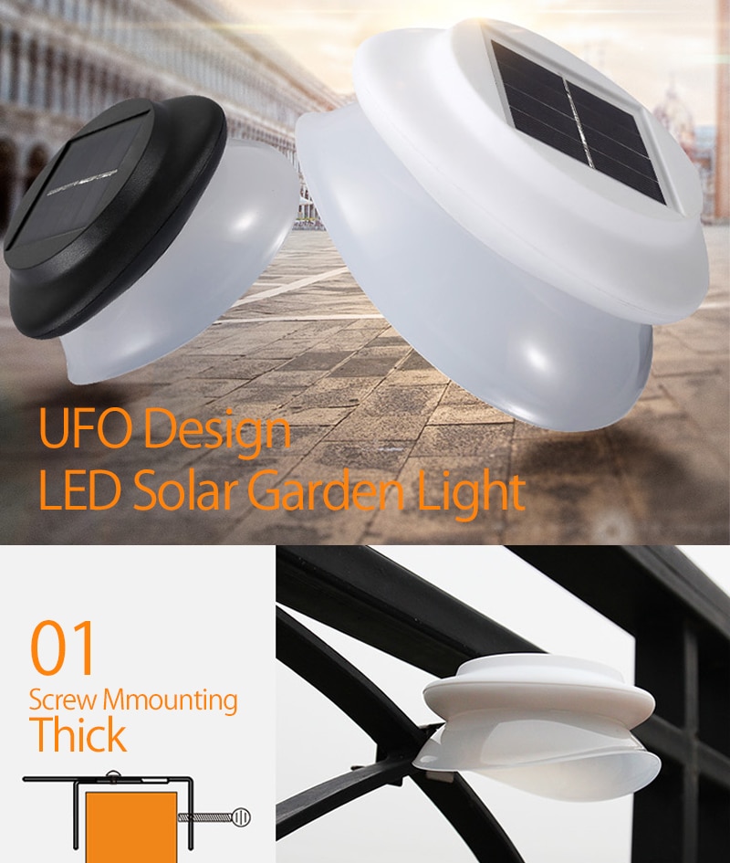 Outdoor Solar Light UFO Wall Mounted Solar Light Street Light Household Outdoor Lighting Garden Fence Bar Light LED Garden Light