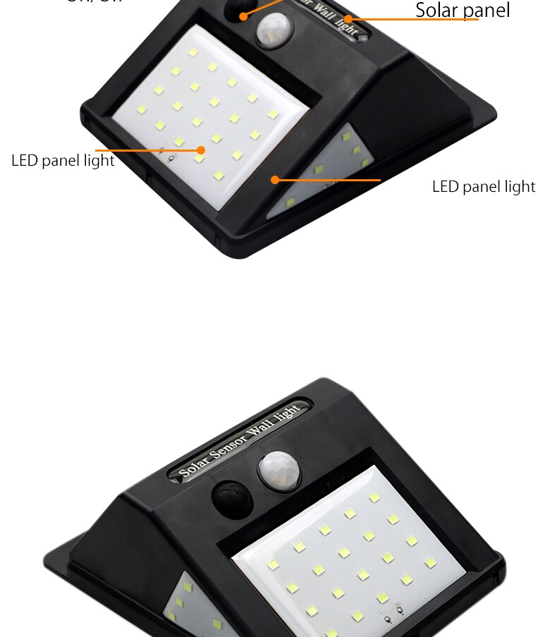 LED Solar Power PIR Motion Sensor Wall Light 3-sided illumination LED Outdoor Waterproof Energy Saving Street LED Light