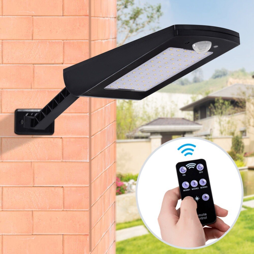 LTOONThe latest Led solar lights outdoor waterproof lighting garden wall 66 leds four mode rotatable solar lights remote control
