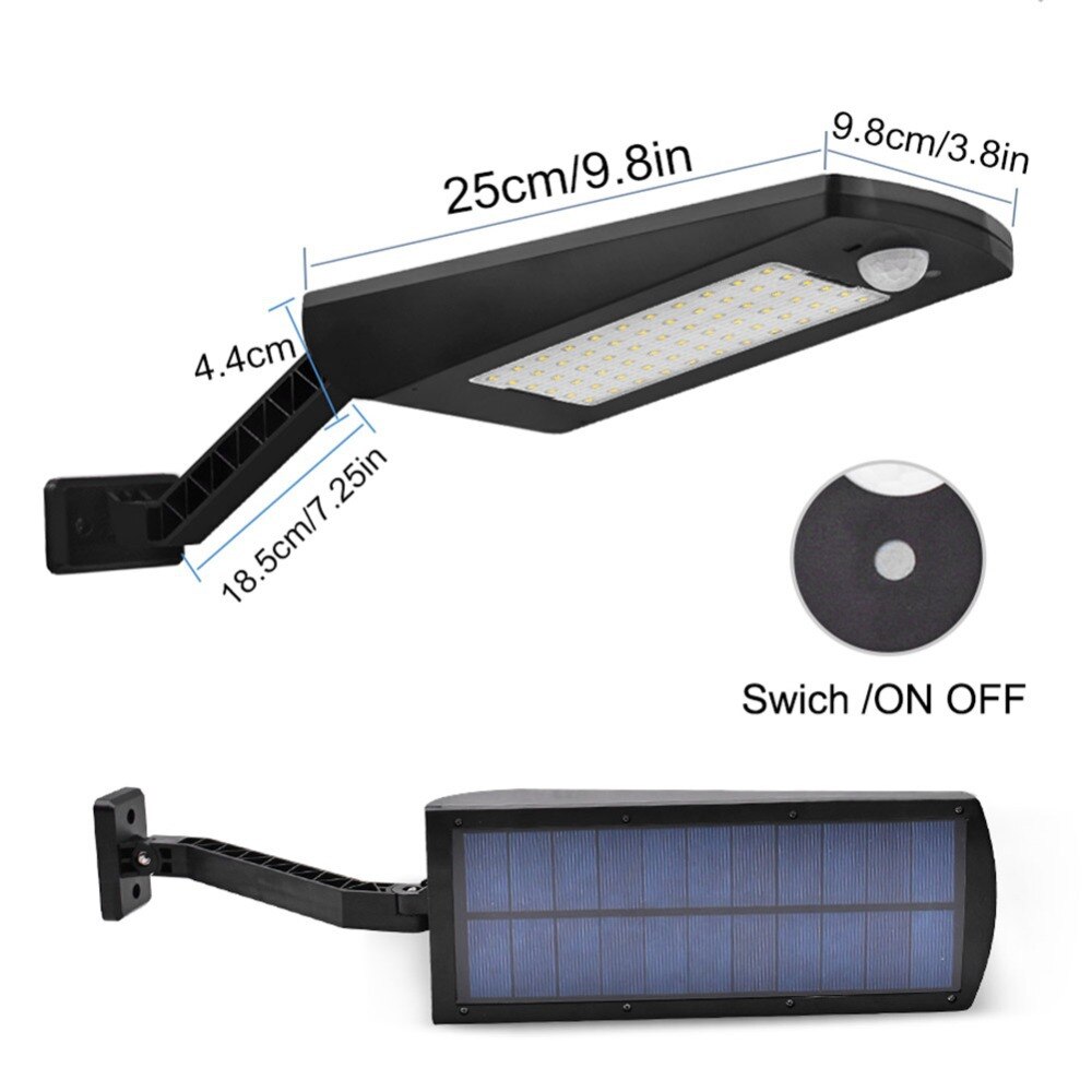 LTOONThe latest Led solar lights outdoor waterproof lighting garden wall 66 leds four mode rotatable solar lights remote control