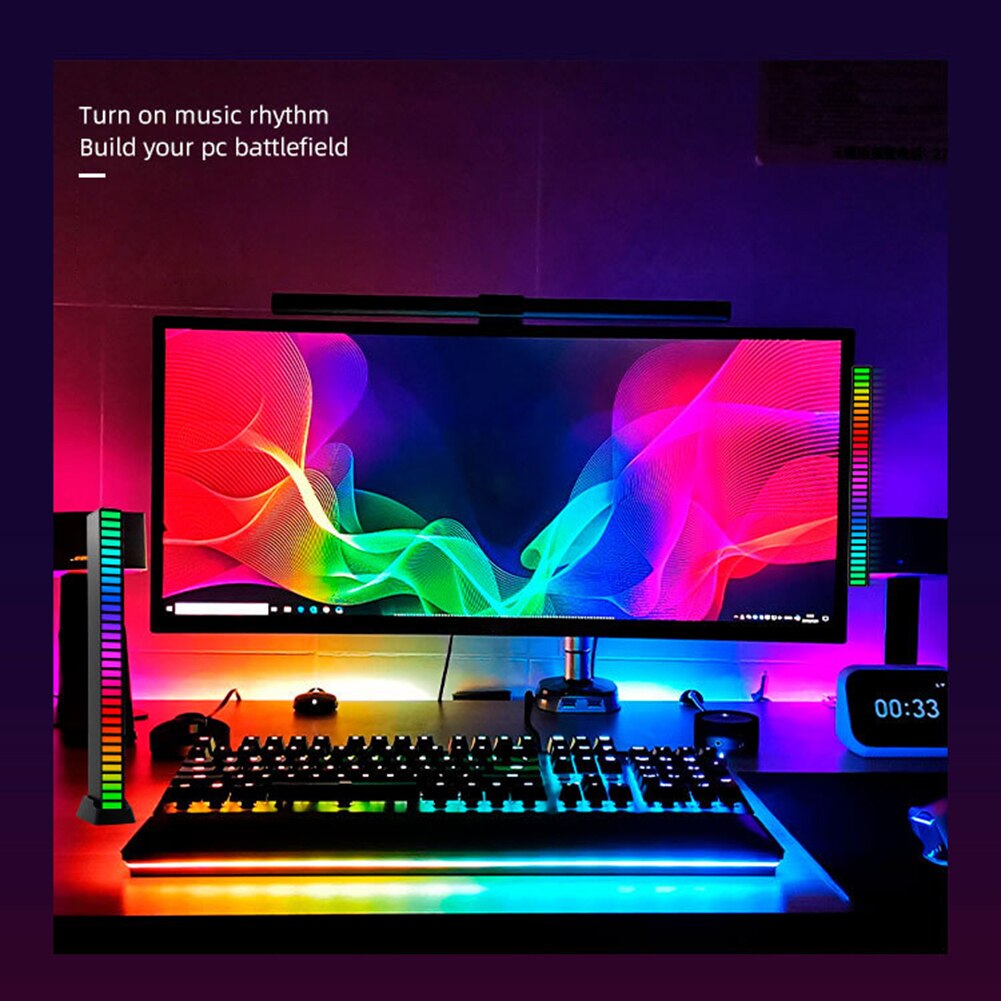 40/32 LED RGB Light App Control Pickup Voice Activated Rhythm Lights Colorful Tube Ambient LED Light bar Ambient Lamp Bar