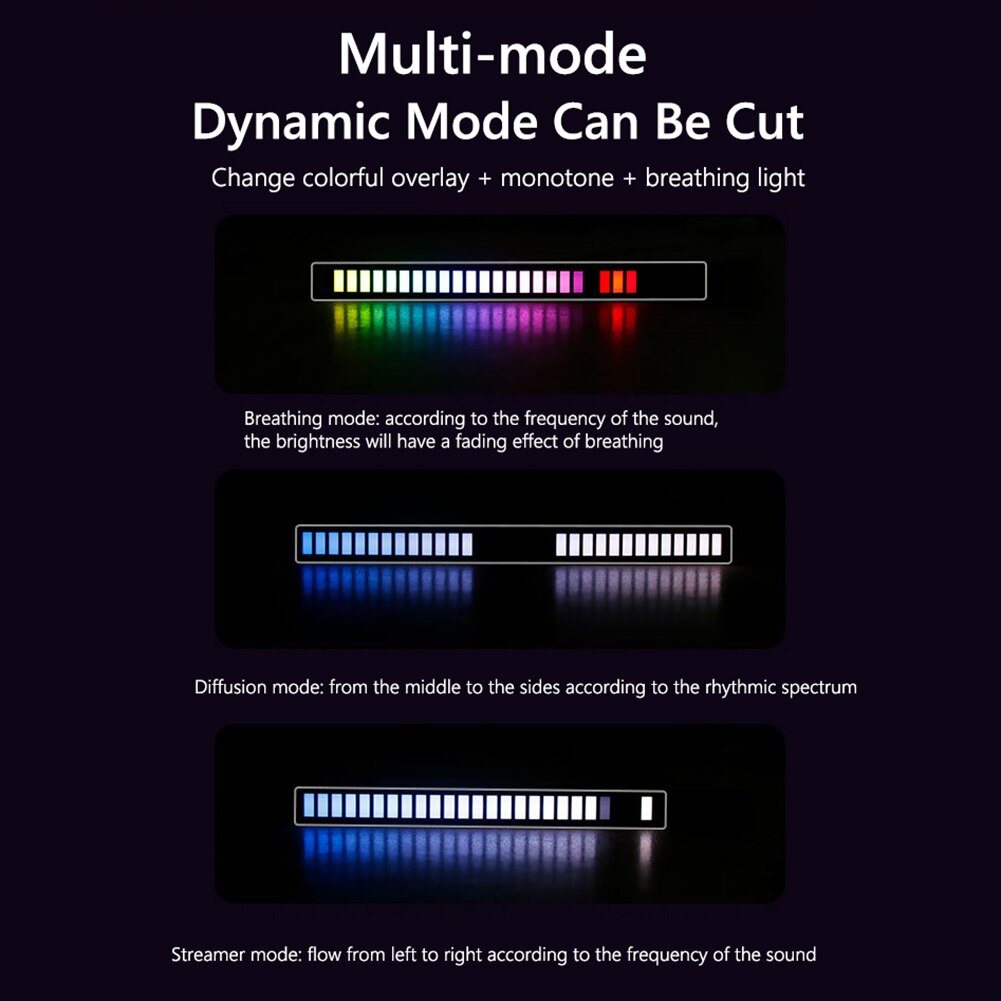 40/32 LED RGB Light App Control Pickup Voice Activated Rhythm Lights Colorful Tube Ambient LED Light bar Ambient Lamp Bar