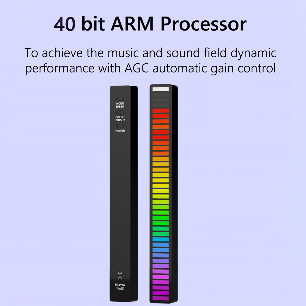 40/32 LED RGB Light App Control Pickup Voice Activated Rhythm Lights Colorful Tube Ambient LED Light bar Ambient Lamp Bar