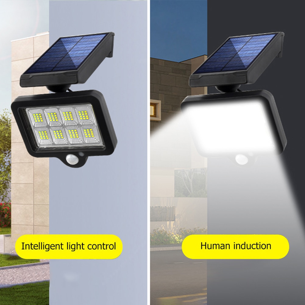 LED Solar Wall Light Outdoors Motion Sensor Waterproof Garden Lighting + 5m Extension Cable Courtyard Fence Driveway Street Lamp