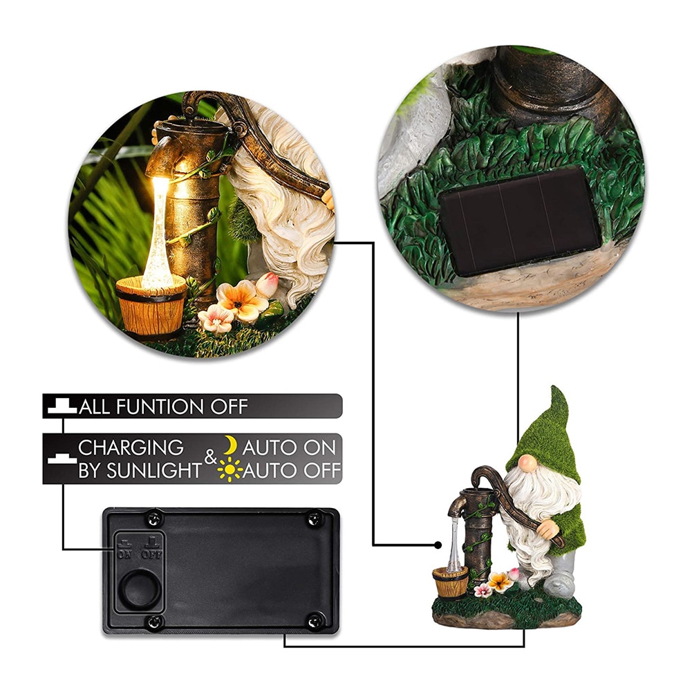 Cartoon Gnome Dwarf Statue Garden Lighting Waterproof Resin Figurines Solar Light Outdoor Lawn Courtyard Night Decorative Lamp