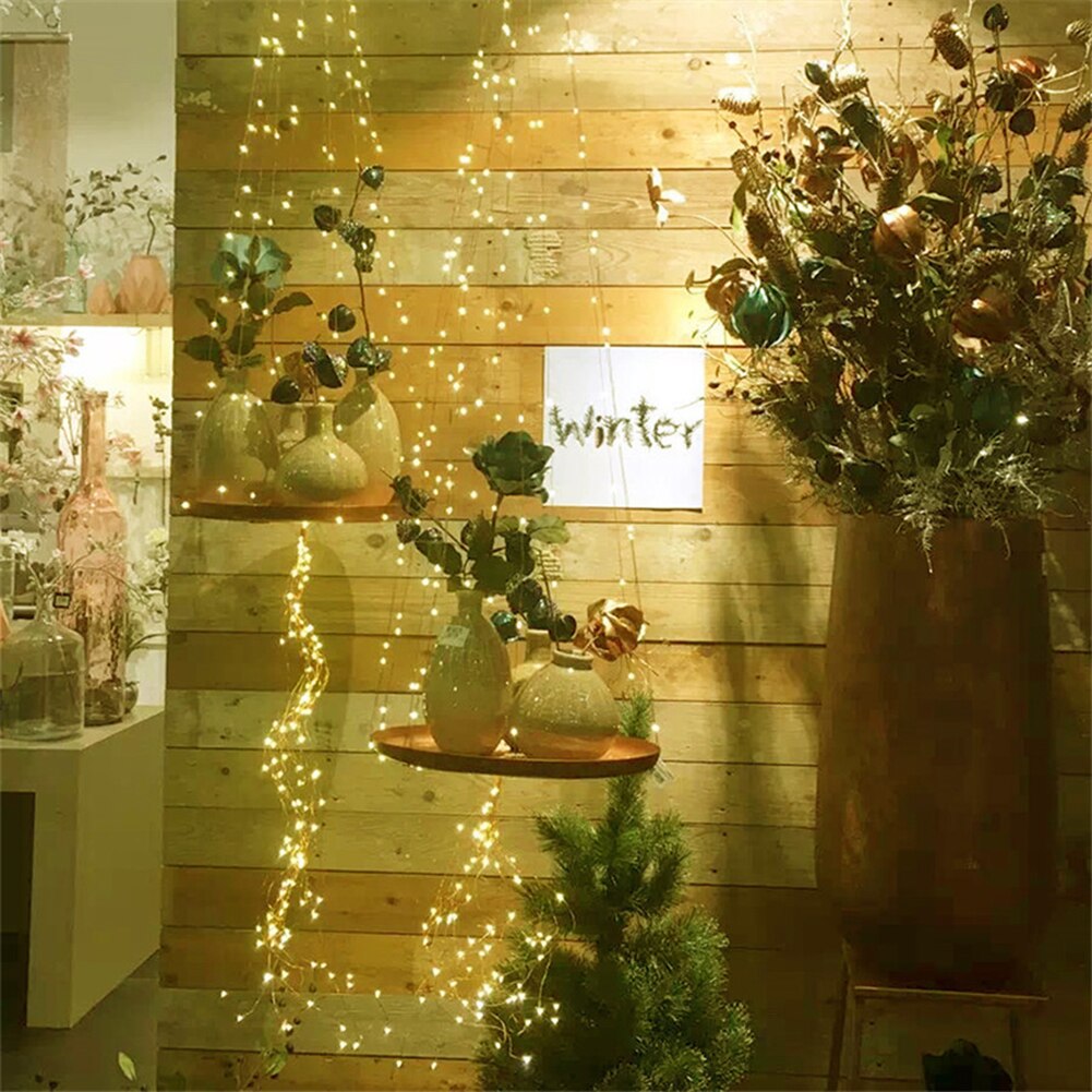 100/200 LED Fairy String Lights 8 Light Modes Waterfall for Christmas Tree Outdoor Garden Romantic Wedding Decor Vine Lighting