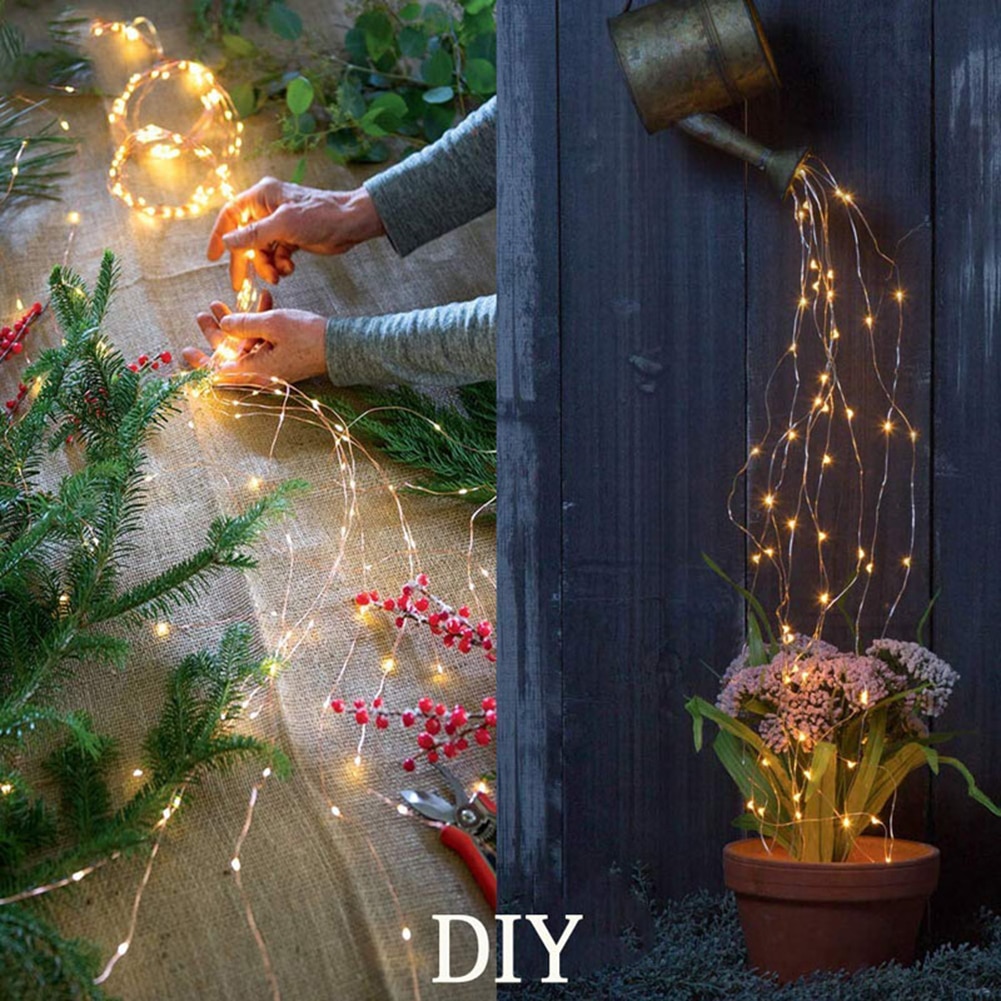 100/200 LED Fairy String Lights 8 Light Modes Waterfall for Christmas Tree Outdoor Garden Romantic Wedding Decor Vine Lighting