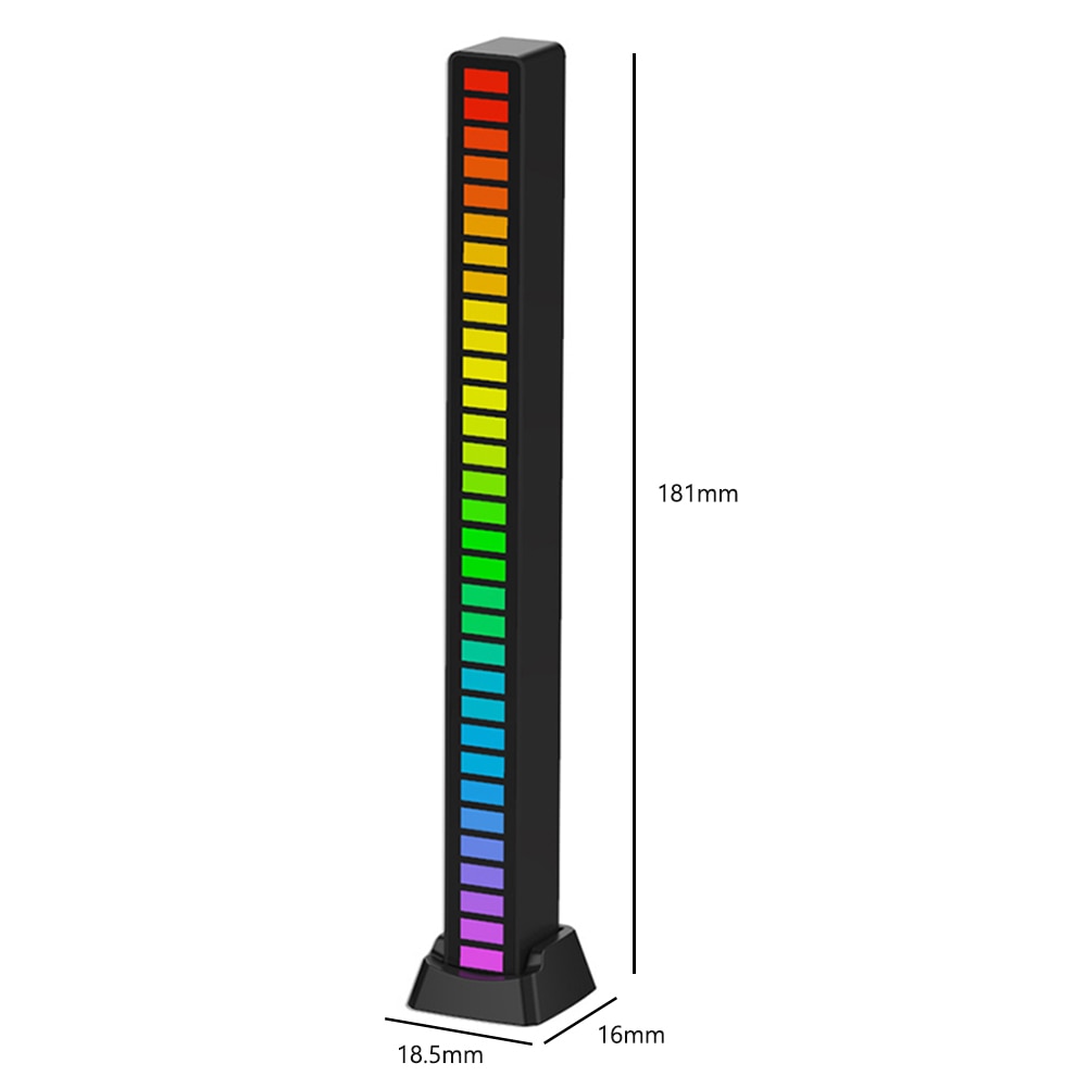 RGB Colorful Tube 32LED Voice-Activated Pickup Rhythm Strip Light APP Control Music Atmosphere Ambient Lamp Bar for Car Computer