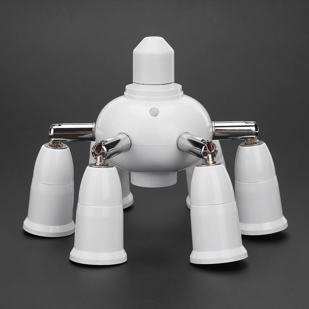 7In1 Adjustable E27 Splitter 57 Heads Lamp Base Extended LED Light Bulbs Socket Splitter Holder Adapter Converter Socket