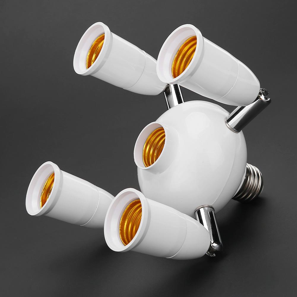 7In1 Adjustable E27 Splitter 57 Heads Lamp Base Extended LED Light Bulbs Socket Splitter Holder Adapter Converter Socket