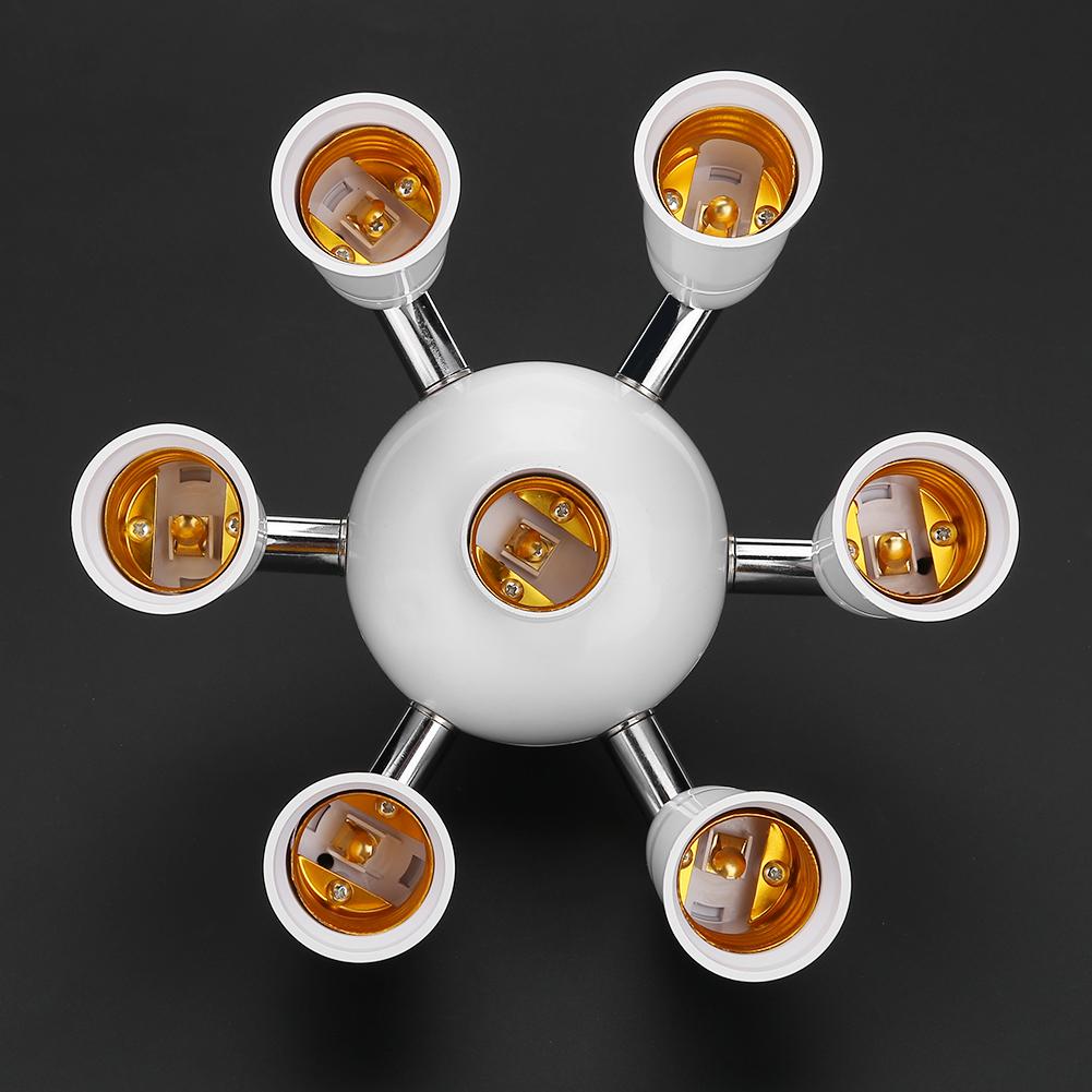 7In1 Adjustable E27 Splitter 57 Heads Lamp Base Extended LED Light Bulbs Socket Splitter Holder Adapter Converter Socket