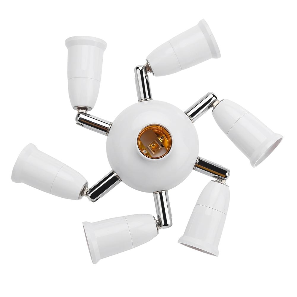 7In1 Adjustable E27 Splitter 57 Heads Lamp Base Extended LED Light Bulbs Socket Splitter Holder Adapter Converter Socket