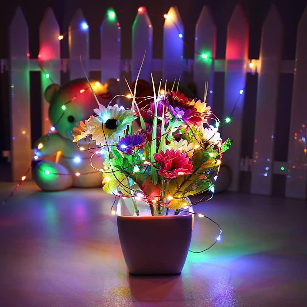 Solar String Lights LED Waterproof Fairy Lamp Outdoor Battery Multi Color String Copper Wire Lamp for yard Christmas Party Light