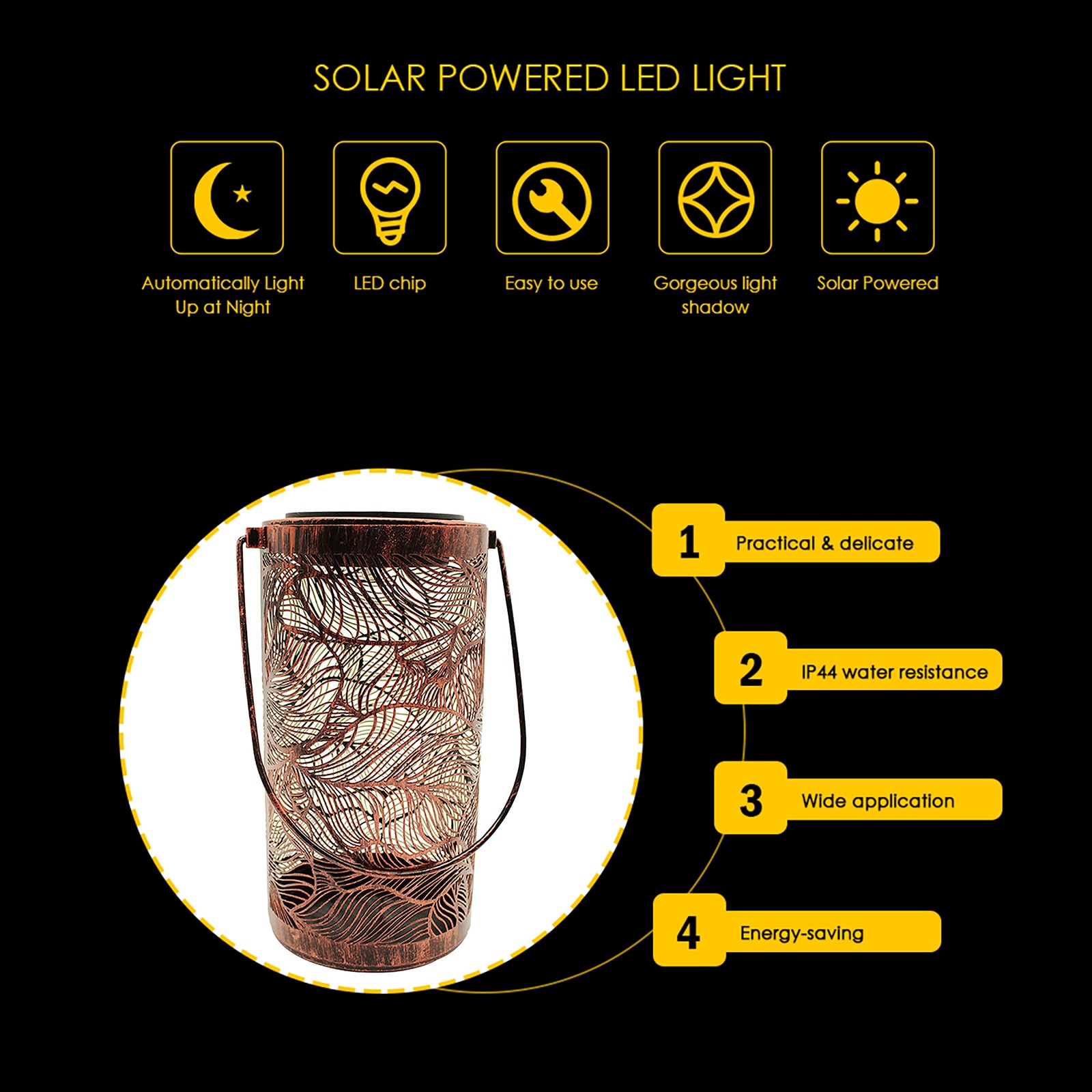 Solar Outdoor Light Vintage Leaves Iron Art Lamp Waterproof Retro Hanging Lantern with Handle for Garden Patio yard Lawn Lights