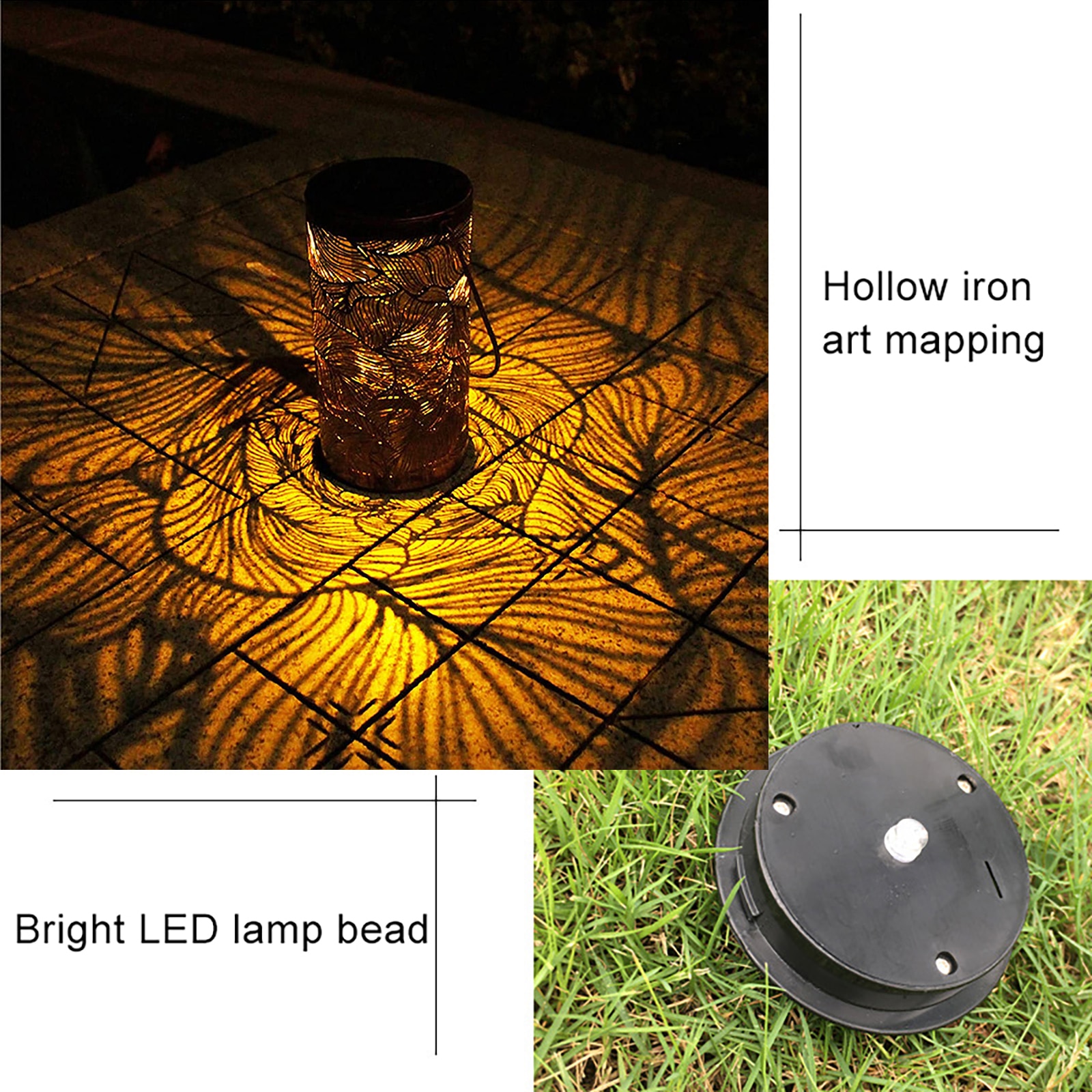 Solar Outdoor Light Vintage Leaves Iron Art Lamp Waterproof Retro Hanging Lantern with Handle for Garden Patio yard Lawn Lights
