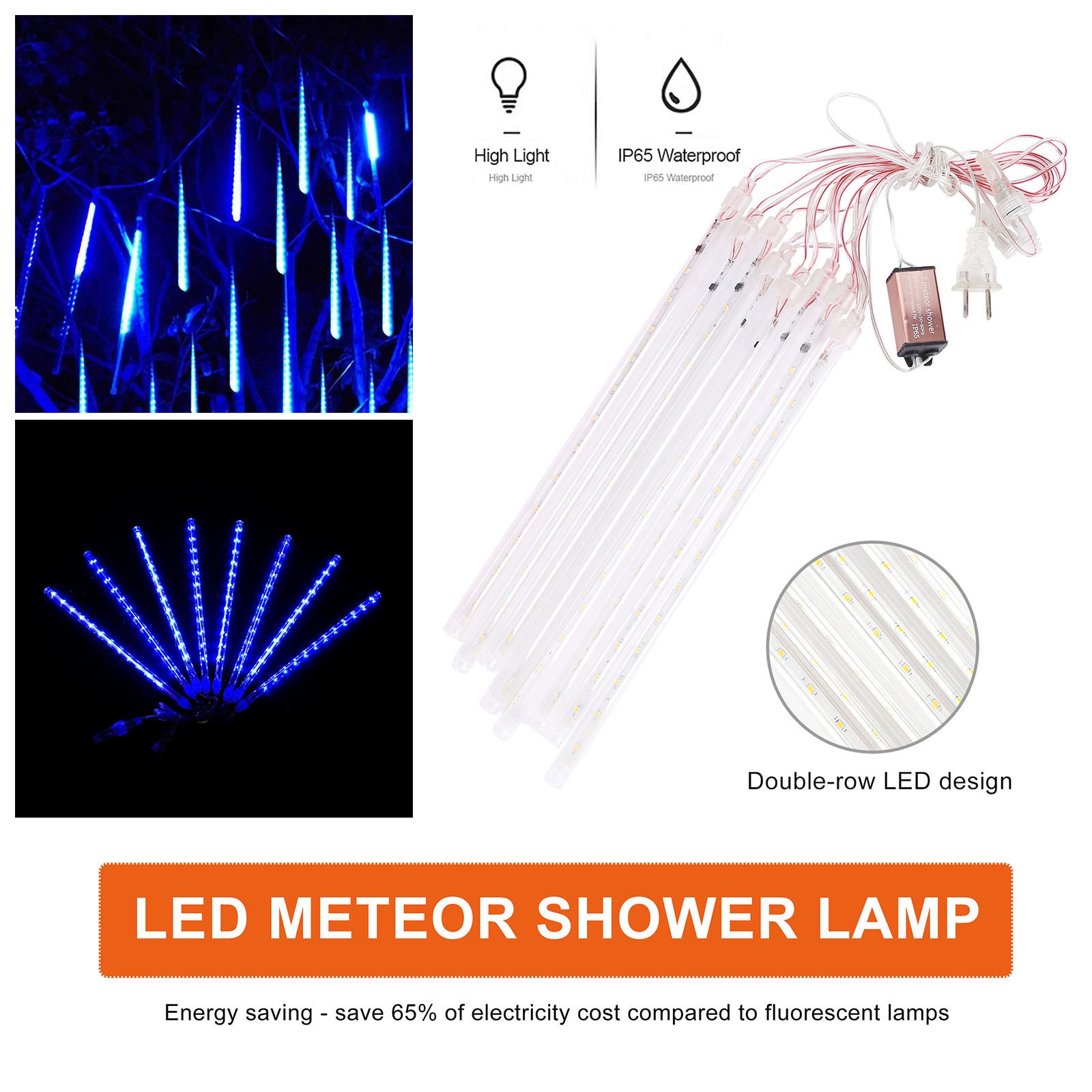 30cm 192LED Meteor Shower Garland Strip Light Outdoor Xmas Waterproof Fairy Lights Garden Street Christmas Decoration Strip Lamp